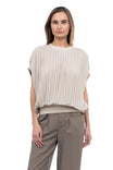 Sheer Pleated Dolman Sleeve Blouse