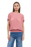 Sheer Pleated Dolman Sleeve Blouse