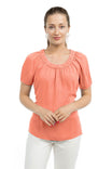 Elbow Sleeve Gathered Scoop Neckline Blouse