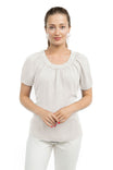 Elbow Sleeve Gathered Scoop Neckline Blouse