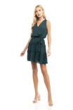 Sleeveless Tiered Surplice Mini Dress With Belt