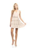 Sleeveless Tiered Surplice Mini Dress With Belt