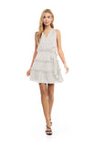 Sleeveless Tiered Surplice Mini Dress With Belt