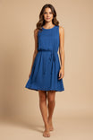 Silky Sleeveless Mini Dress With Waist Tie