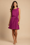Silky Sleeveless Mini Dress With Waist Tie