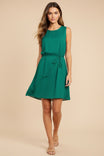 Silky Sleeveless Mini Dress With Waist Tie