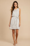 Silky Sleeveless Mini Dress With Waist Tie