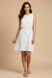 Silky Sleeveless Mini Dress With Waist Tie