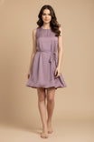 Silky Sleeveless Mini Dress With Waist Tie