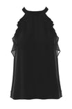 Sleeveless Top With Layered Ruffle Halter Neck