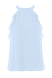 Sleeveless Top With Layered Ruffle Halter Neck
