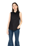 Sleeveless Draped Mock Neck Top
