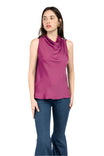 Sleeveless Draped Mock Neck Top
