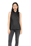 Sleeveless Draped Mock Neck Top