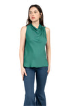 Sleeveless Draped Mock Neck Top