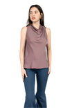 Sleeveless Draped Mock Neck Top