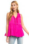 V-neck Tiered Top With Frill Detail