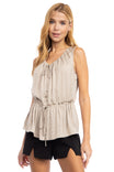 Shirred Drawstring Tank Top