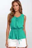 Shirred Drawstring Tank Top