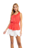 Shirred Drawstring Tank Top