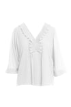 Pleated Ruffle Pintuck Blouse 3/4 Sleeves