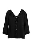 Ruffle Button Down Tie Blouse