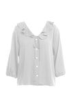 Ruffle Button Down Tie Blouse