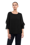 3/4 Pleated Ruffle Sleeve Blouse