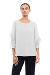 3/4 Pleated Ruffle Sleeve Blouse