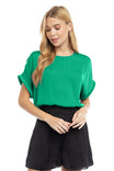 Dolman Short Plisse Sleeve Blouse
