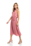 Asymmetric Ruched Midi Dress