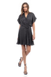 Button Front Twist Drape Dress