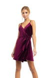 Plisse Velvet Wrap Dress