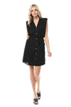 Padded Shoulder Button Down Dress