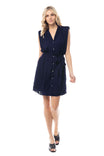 Padded Shoulder Button Down Dress