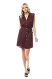 Padded Shoulder Button Down Dress