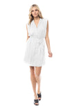 Padded Shoulder Button Down Dress