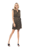 Padded Shoulder Button Down Dress