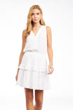Pleated V-Neck Ruffle Dress
