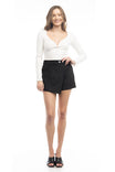 Faux Suede Asymmetrical Overlap Skort