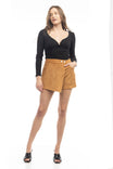 Faux Suede Asymmetrical Overlap Skort