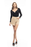 Faux Suede Asymmetrical Overlap Skort