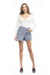 Faux Suede Asymmetrical Overlap Skort