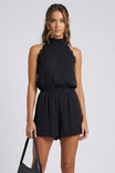Lace Trim Halter Romper