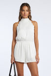 Lace Trim Halter Romper