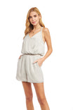 Ribbed Contrast Surplice Romper