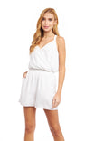Ribbed Contrast Surplice Romper