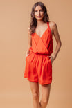 Ribbed Contrast Surplice Romper