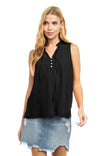 Mock Neck Ruffle Collar Sleeveless Blouse