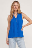 Mock Neck Ruffle Collar Sleeveless Blouse